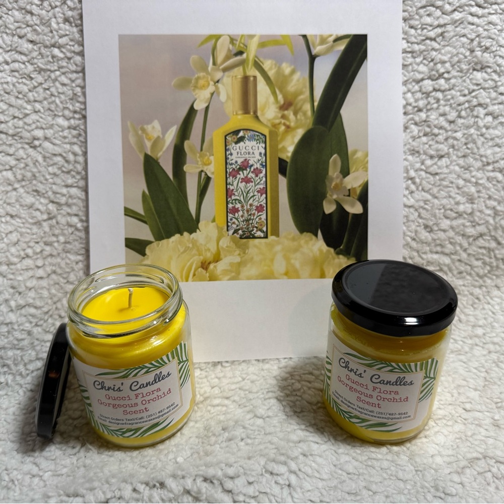Two 8oz Gucci Flora Gorgeous Orchid Scent Candles (type)